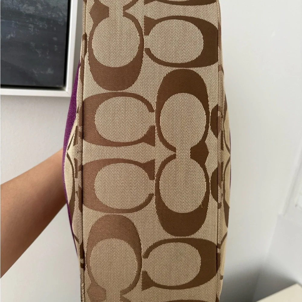 SOLD Coach Tan and Purple Shoulder Bag - Picture 7 of 11